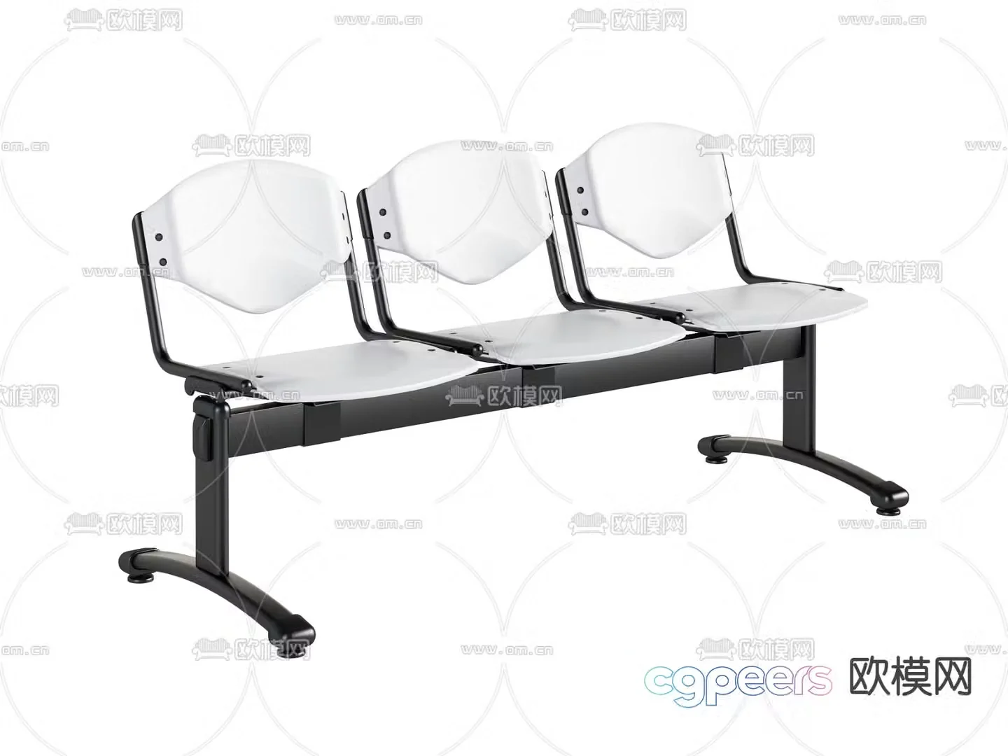 Continuous chairs public chairs waiting chairs 3D model