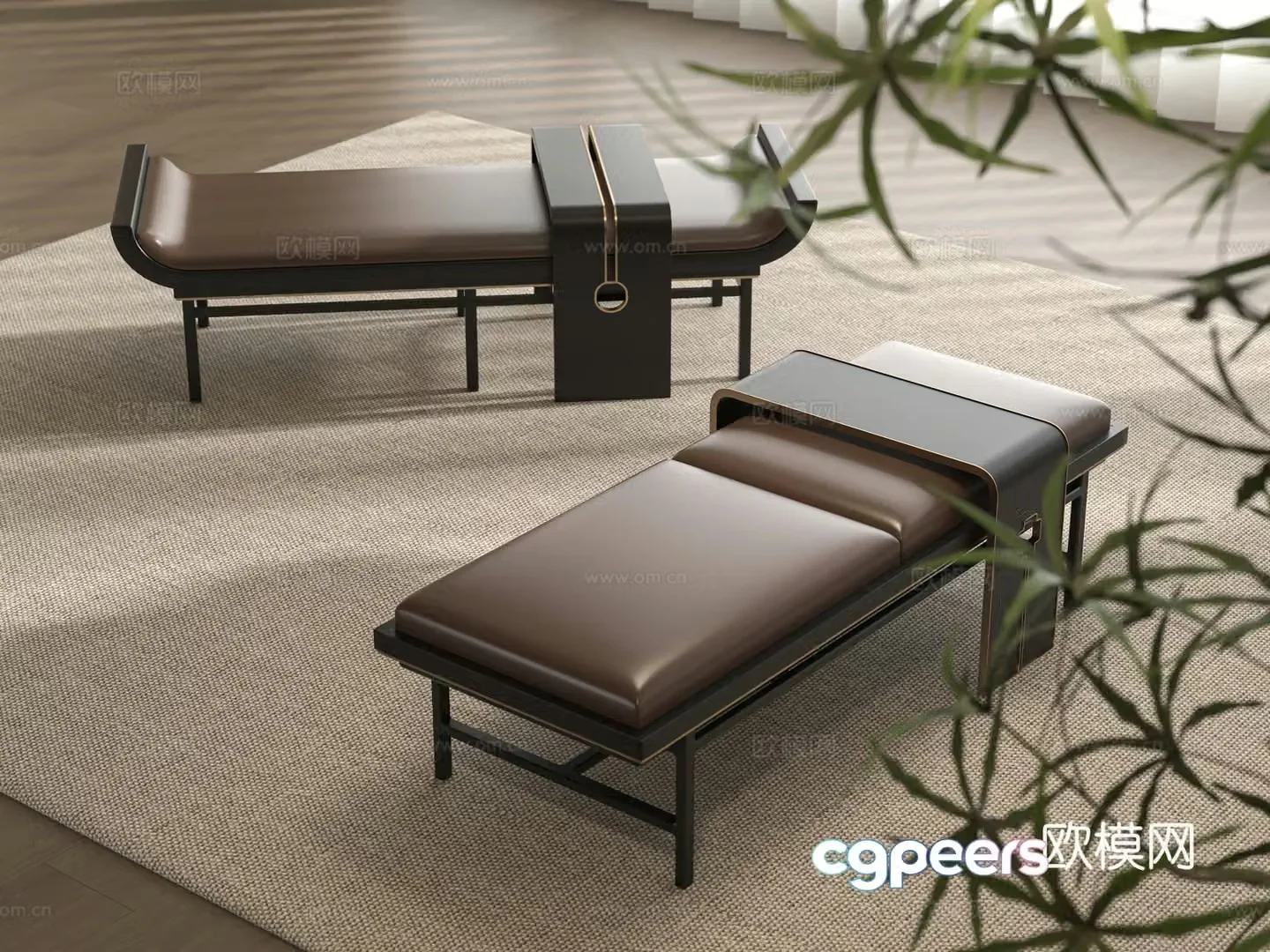 New Chinese style bed stool 3D model