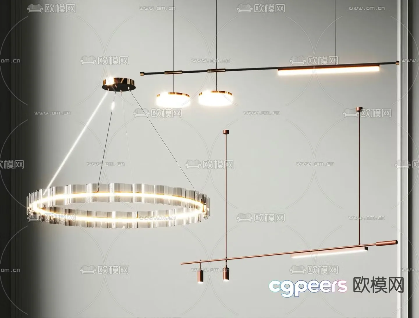 Light luxury chandelier hall chandelier 3d model