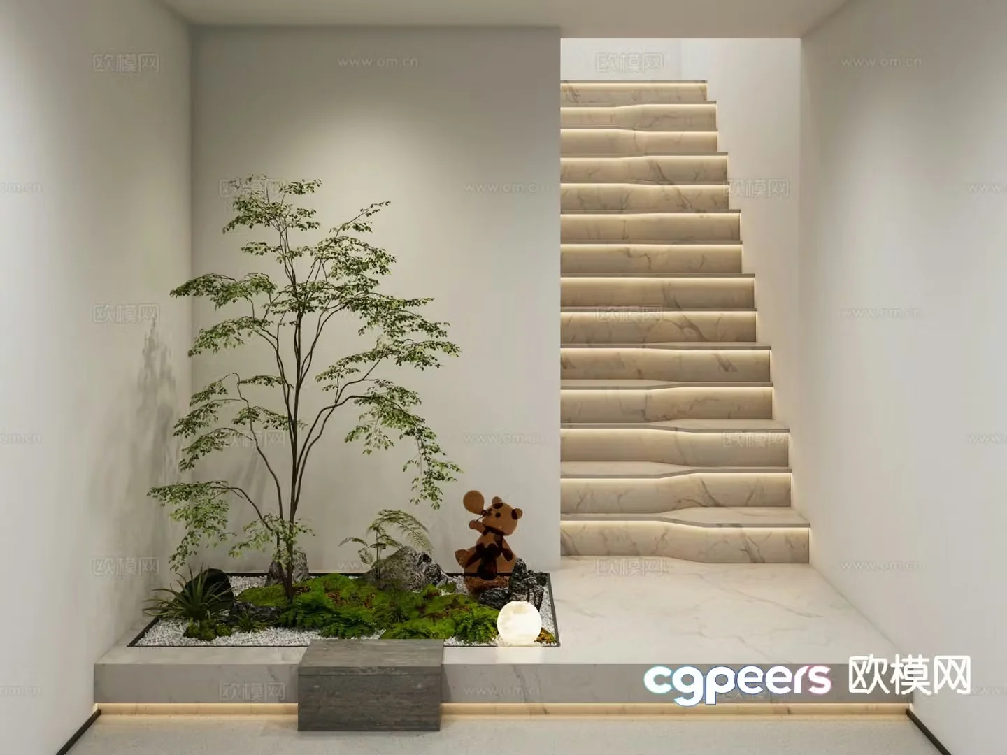 Modern stairwell staircase landscape 3d model