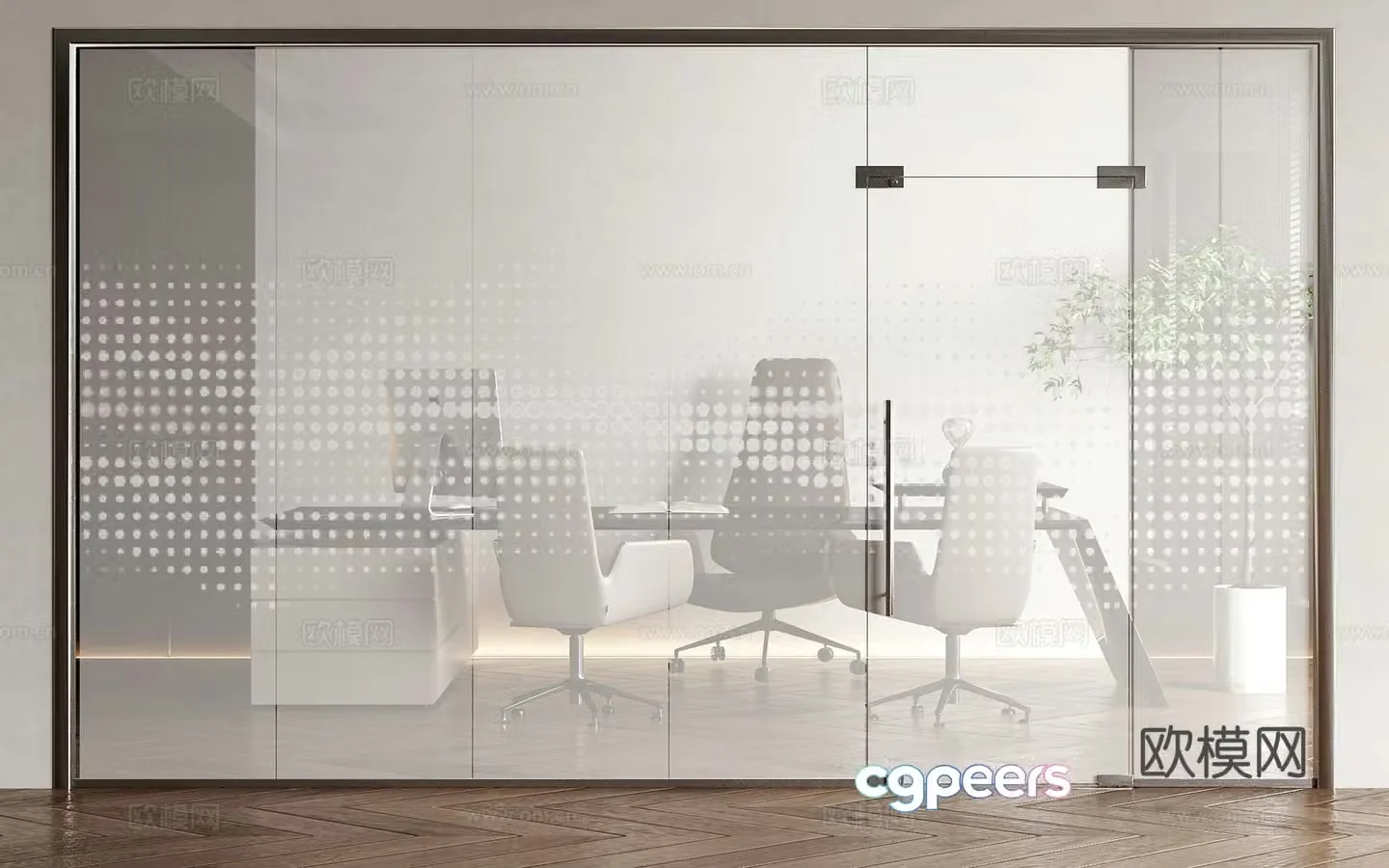Modern office glass door 3d model