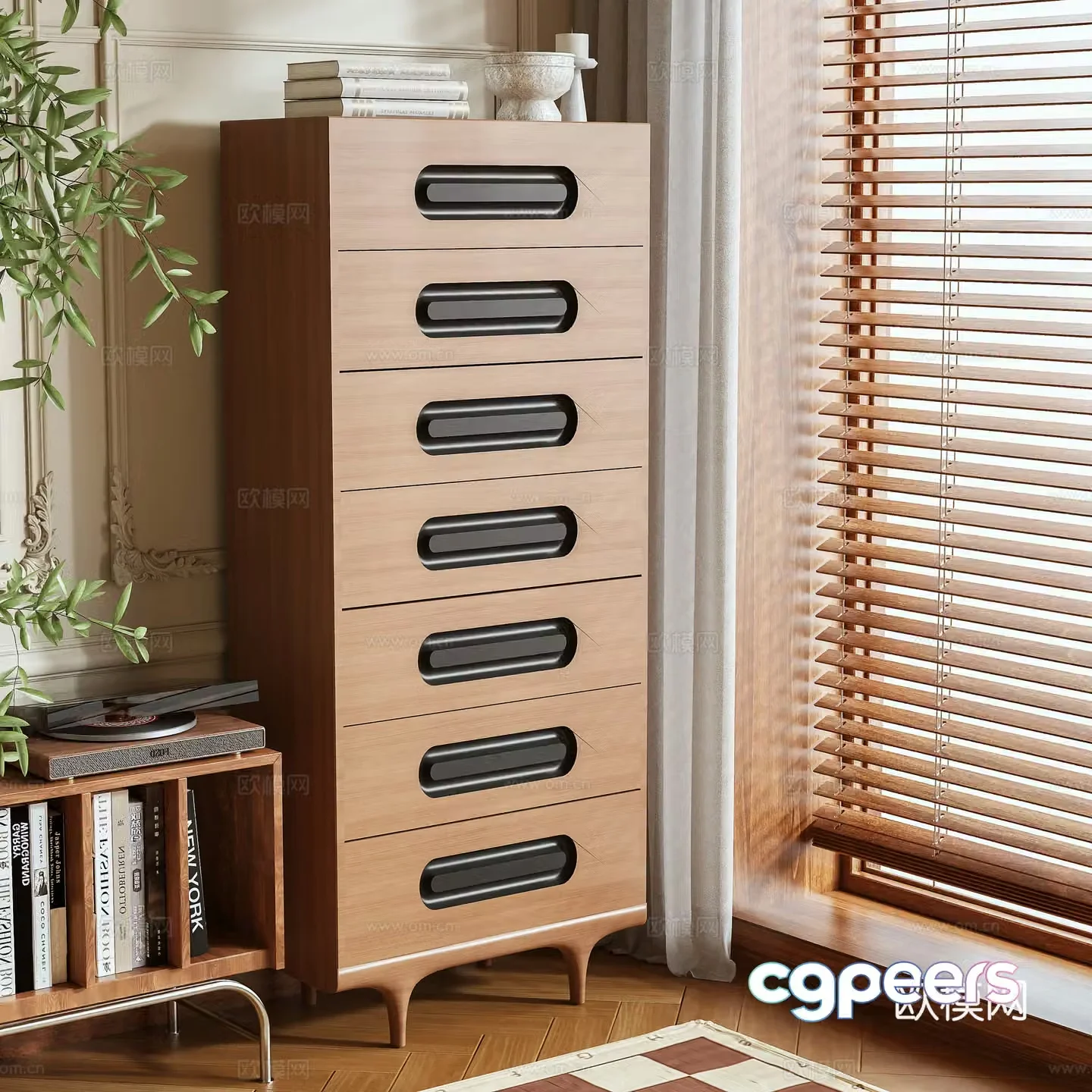 Middle style storage cabinet high cabinet side cabinet 3D model