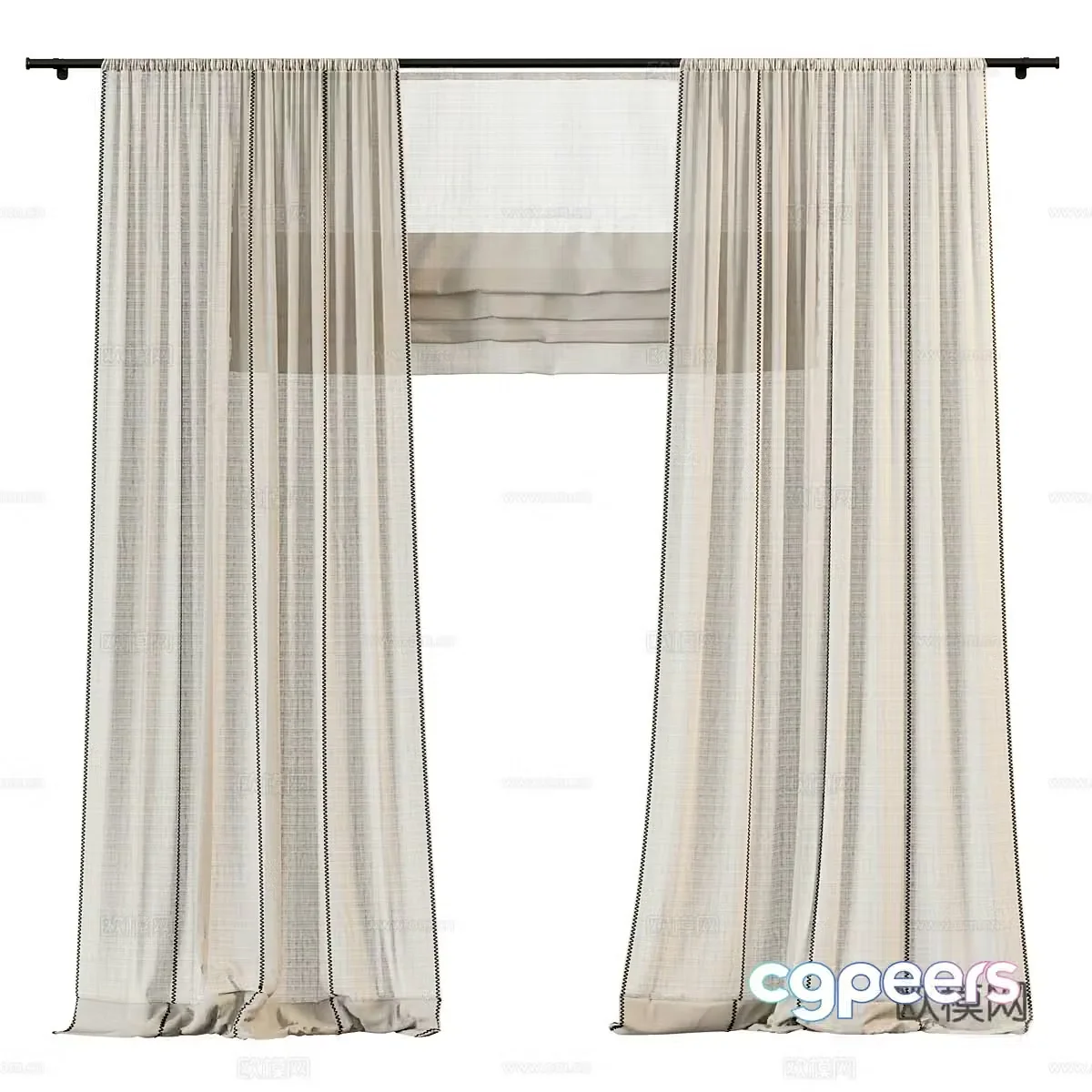 New Chinese children’s fabric curtain 3D model