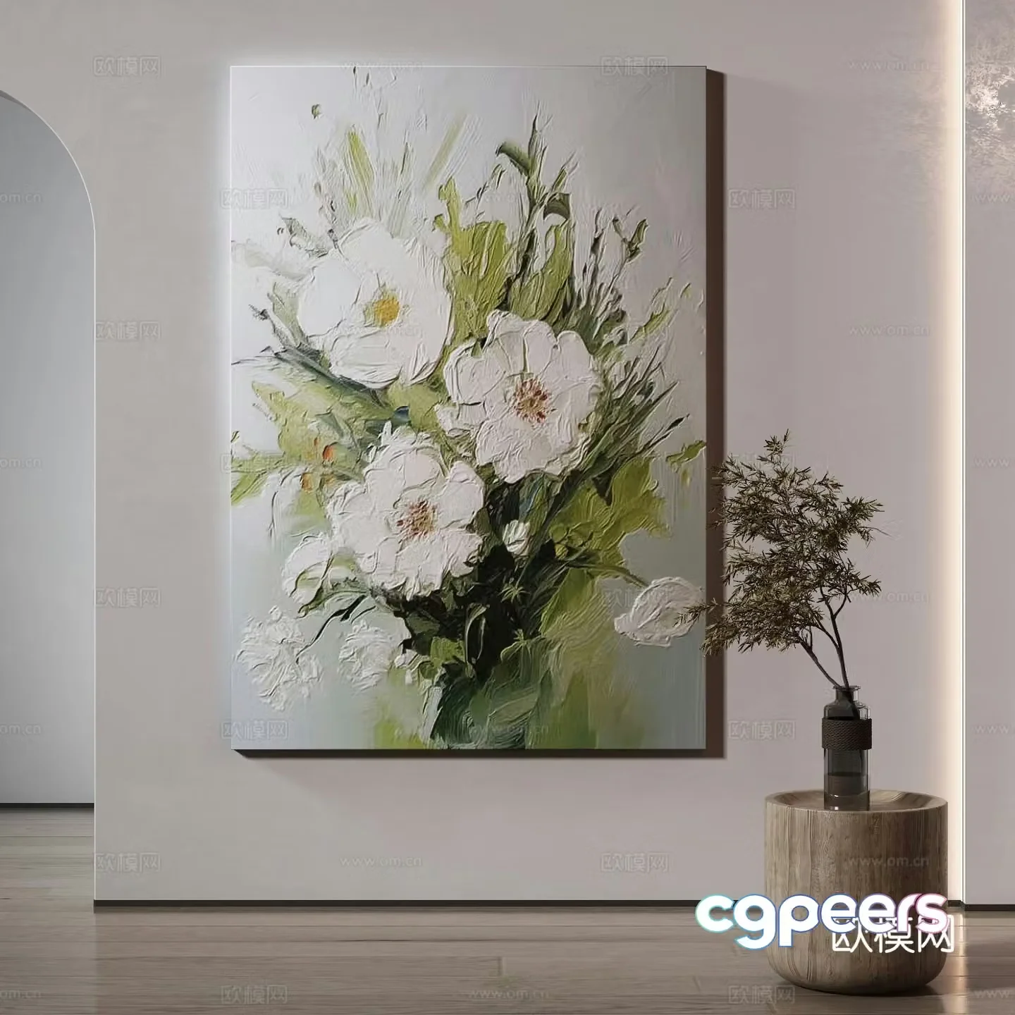 Decorative painting texture painting flower hanging painting 3d model