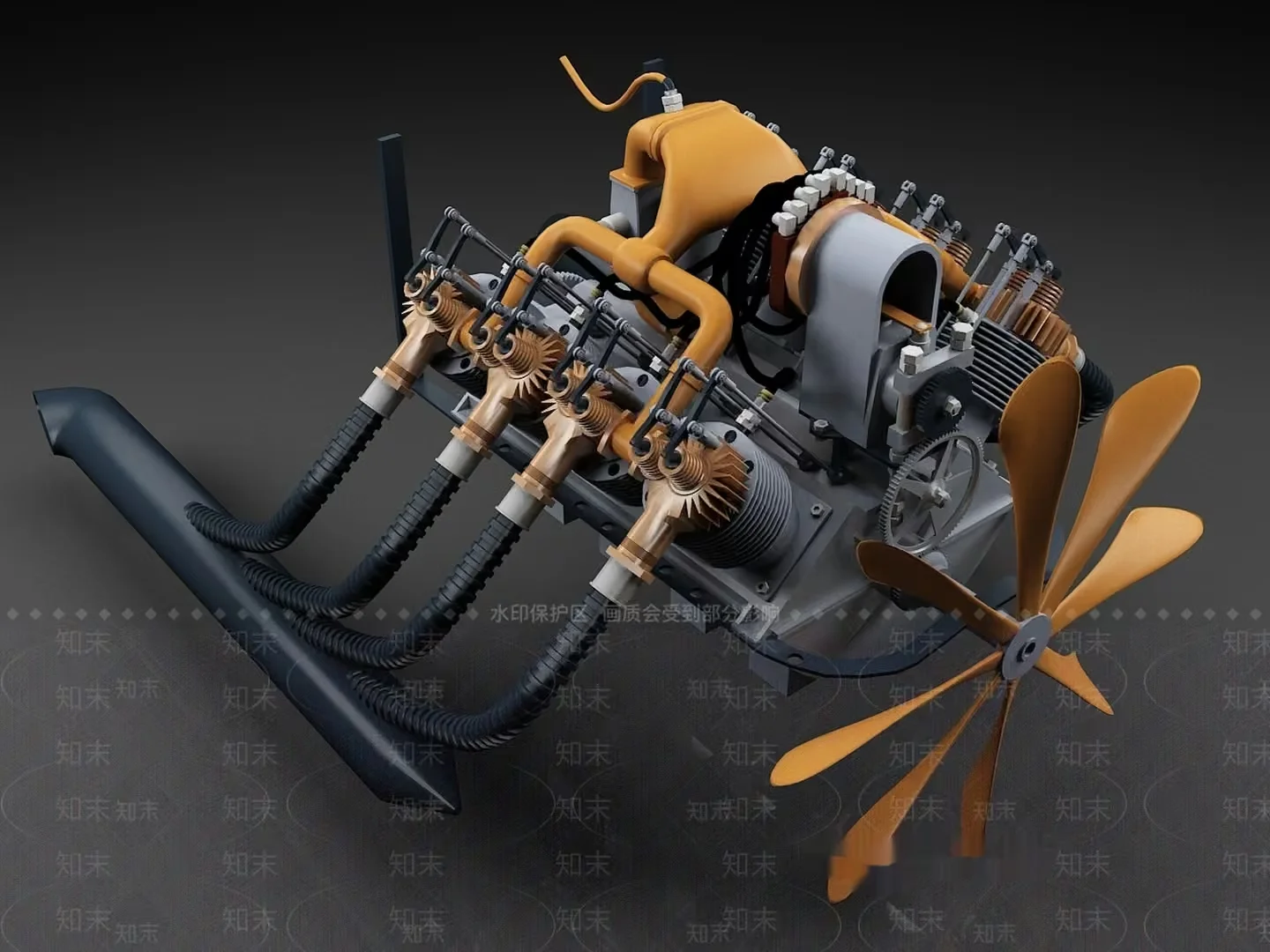 Modern Engine Design 3D Model – 3488 – VRAY Render