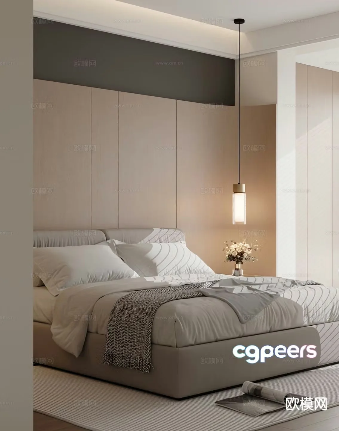 Modern double bed 3d model