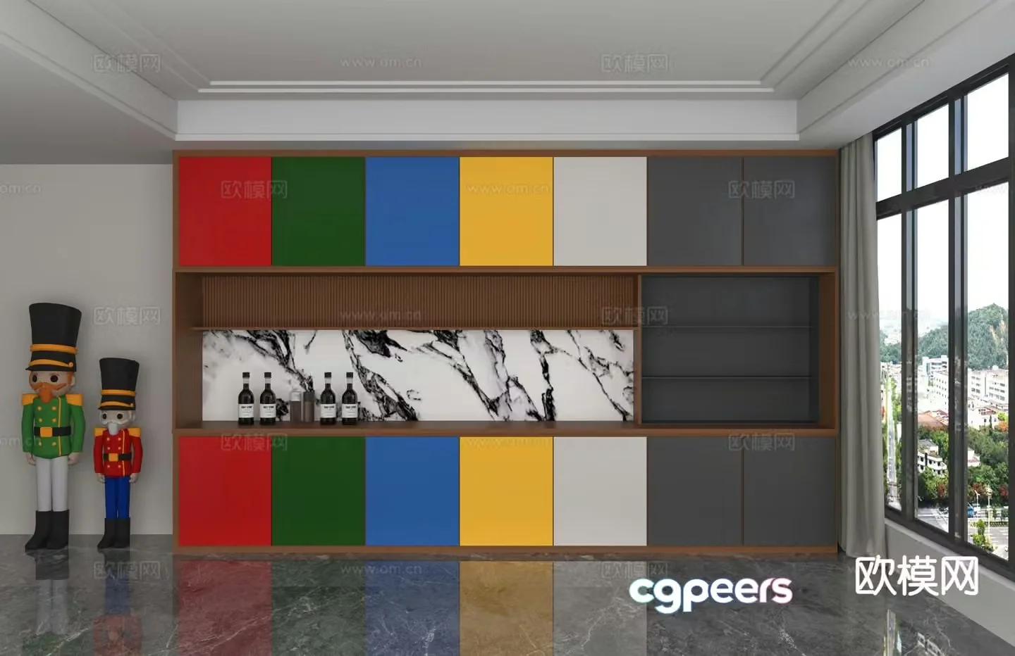 Modern wine cabinet sideboard 3d model