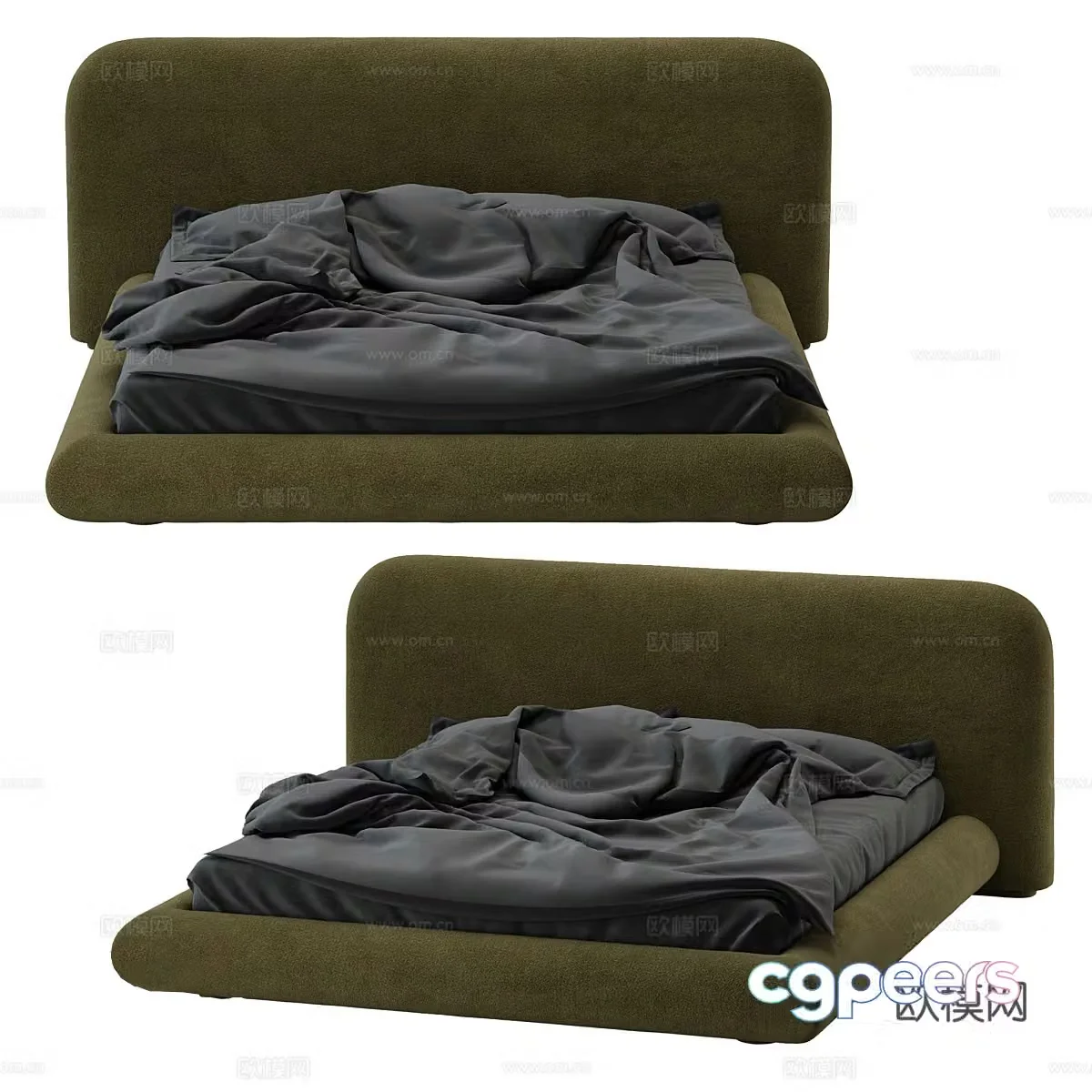 Modern simple double bed Double bed Simple bed Bedroom bed Pillow 3D model
