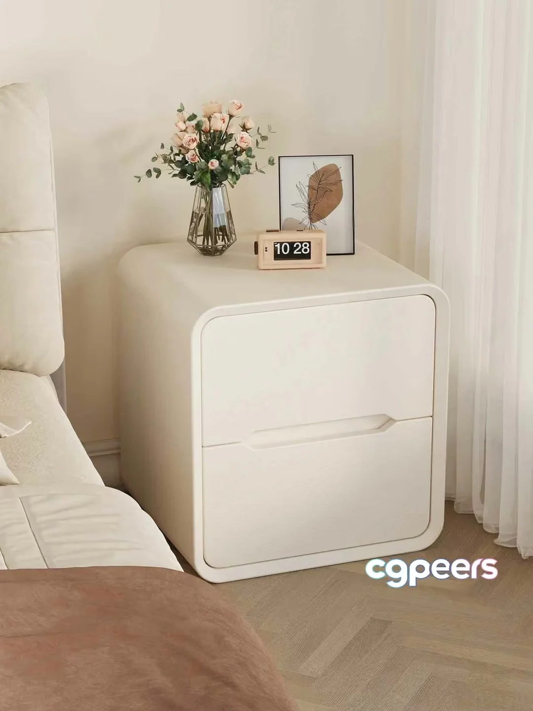 Modern White Nightstand 3D Model – 3205 – VRAY Render