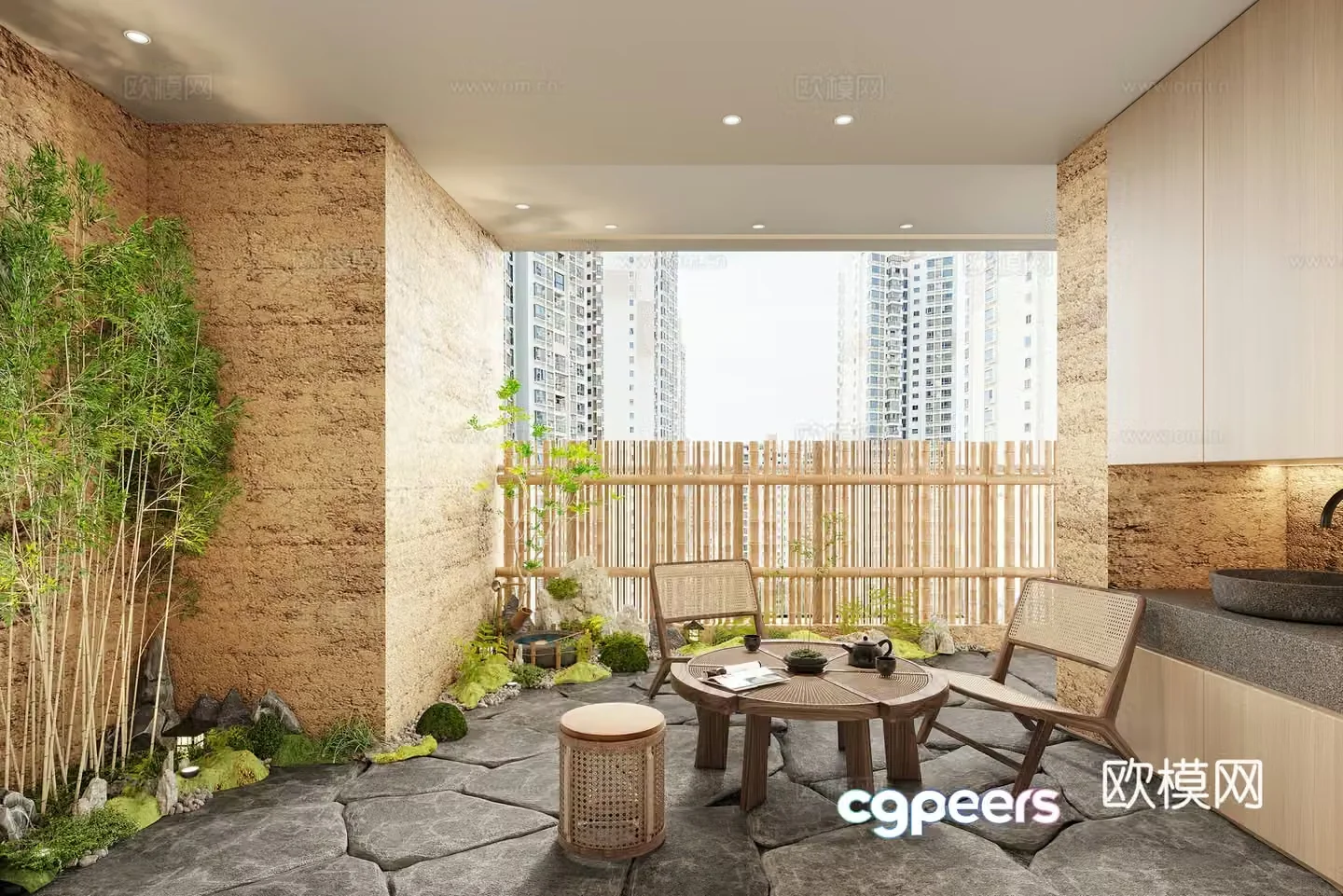 Modern casual balcony 3d model