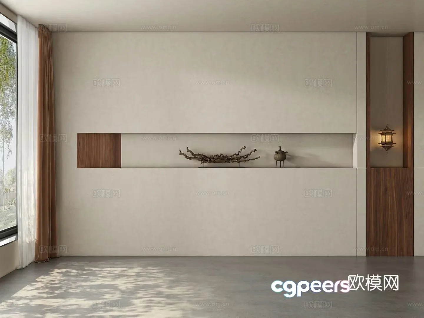 Tea room dining room living room background wall 3d model
