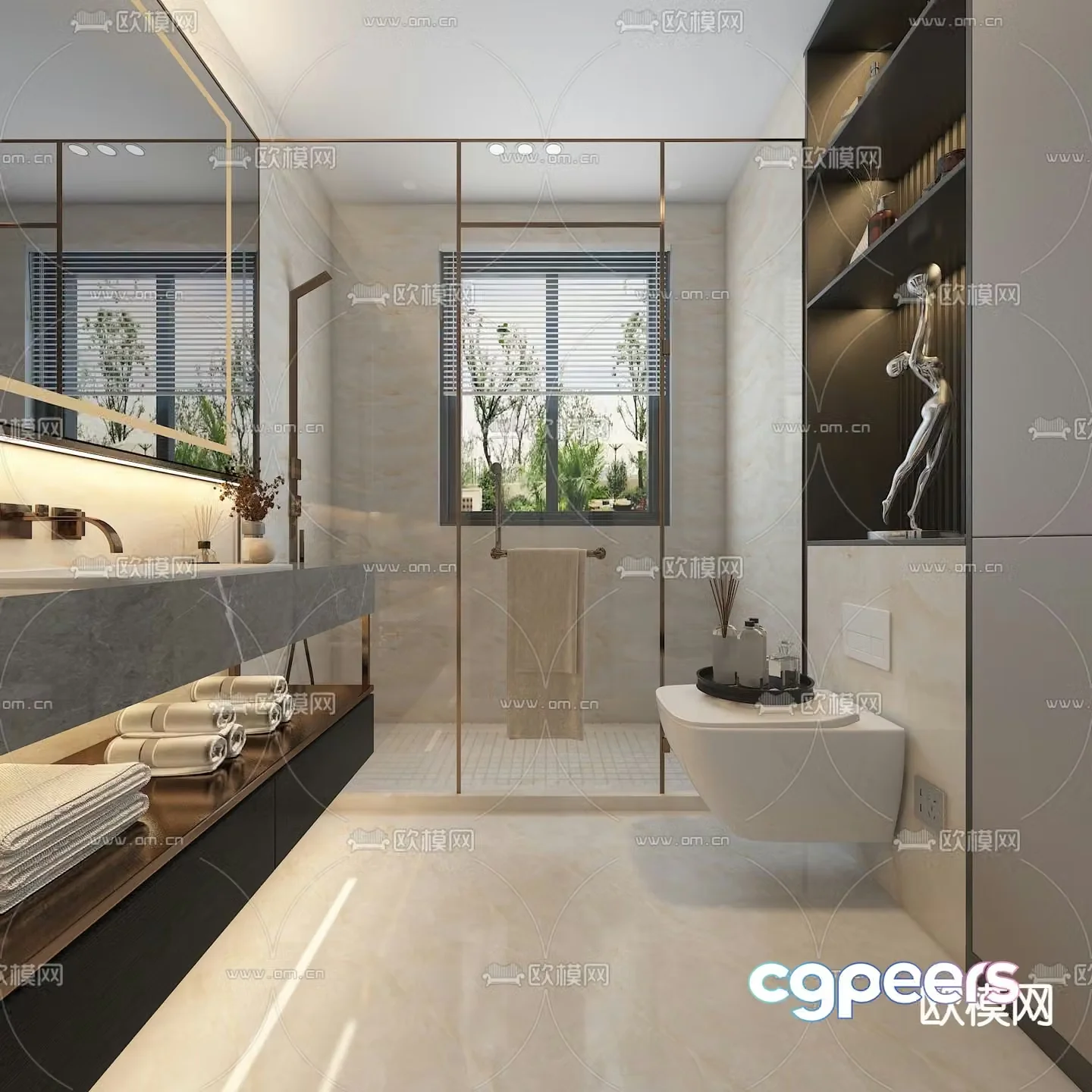 Modern bathroom bathroom toilet 3d model