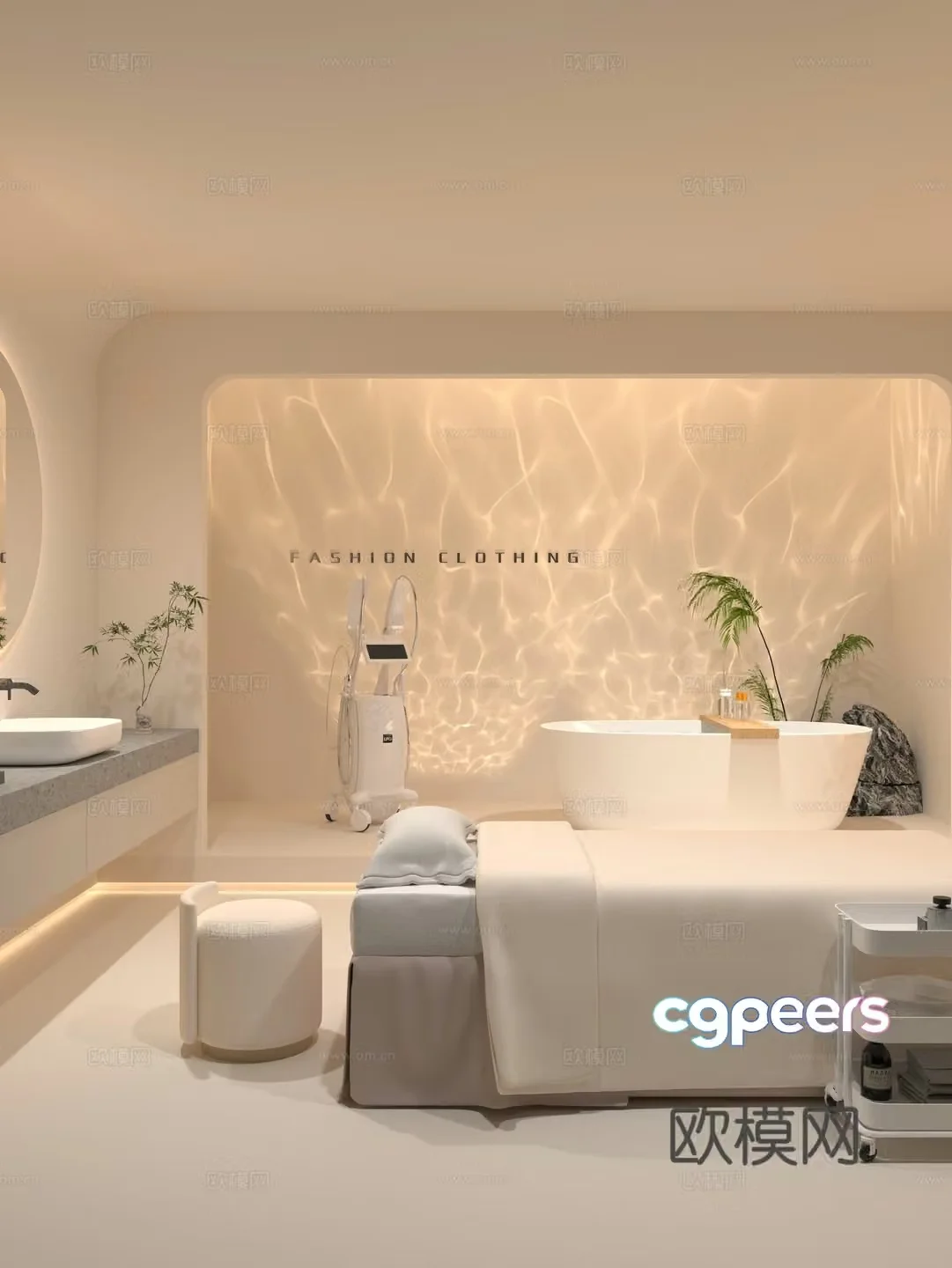 Modern beauty shop Beauty bed Ambient light Bathtub 3d model 3d model