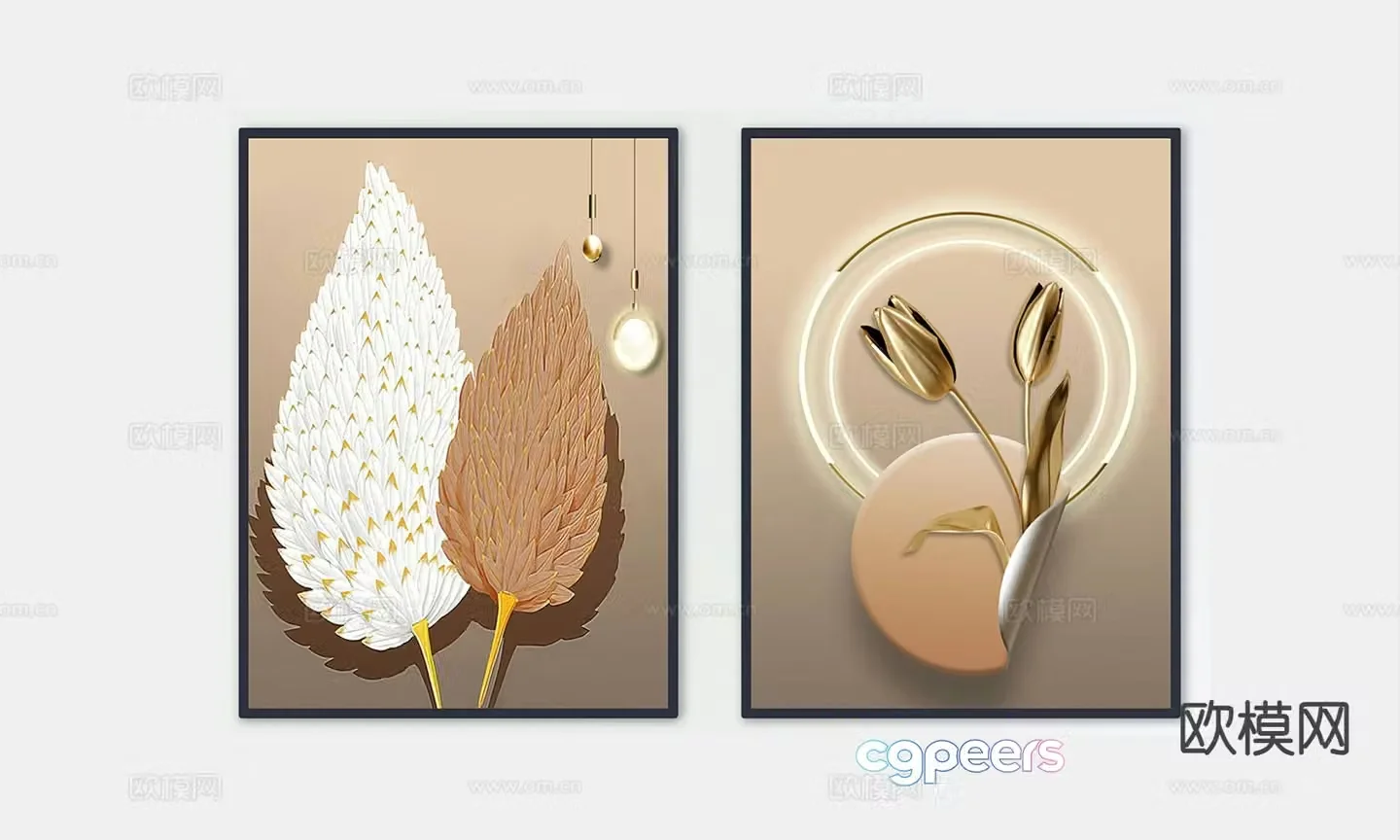 Modern decorative painting hanging painting 3d model