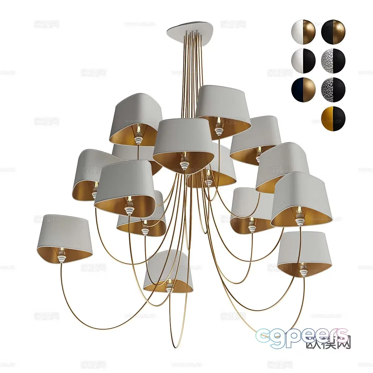 Modern light luxury NUAGE villa hollow decorative chandeliers 3D model