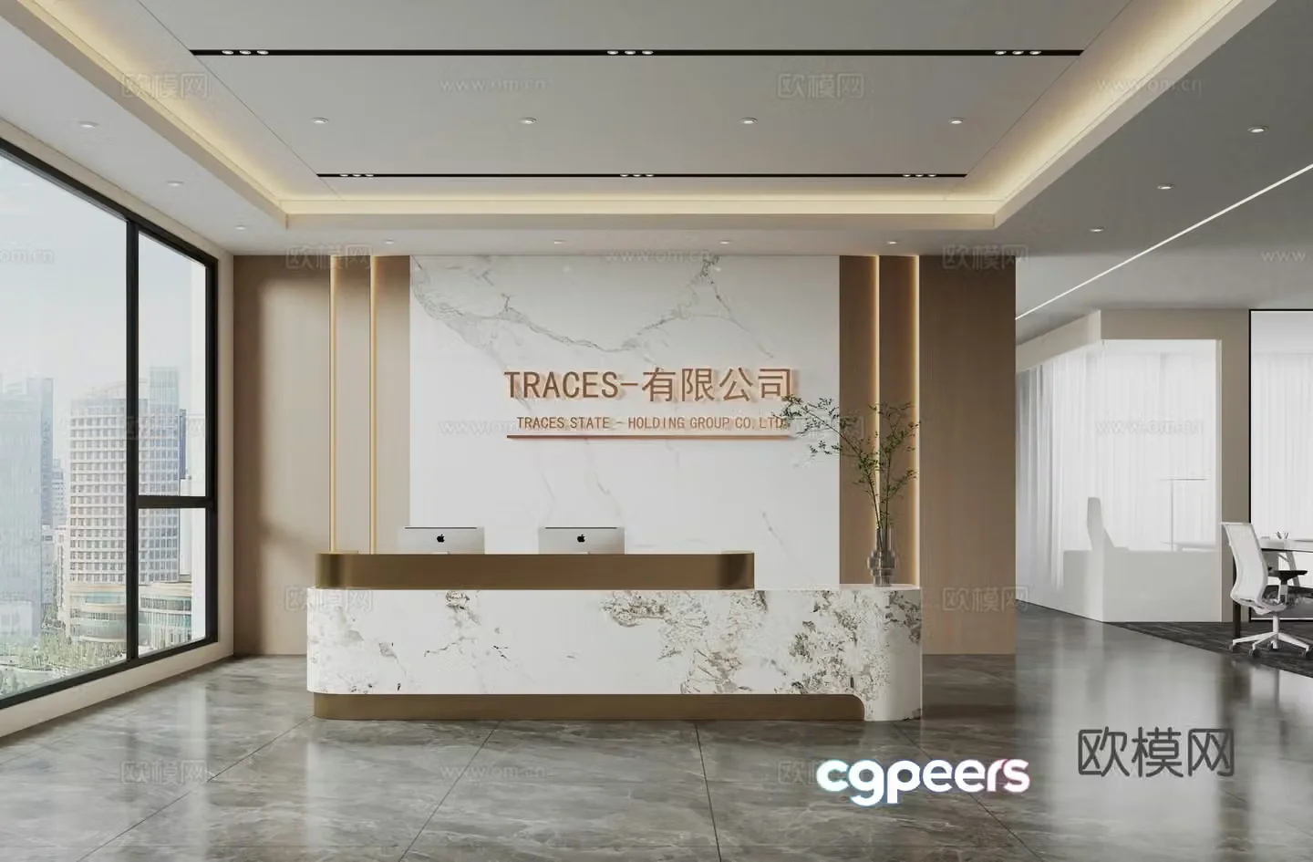 Modern company front desk 3D model