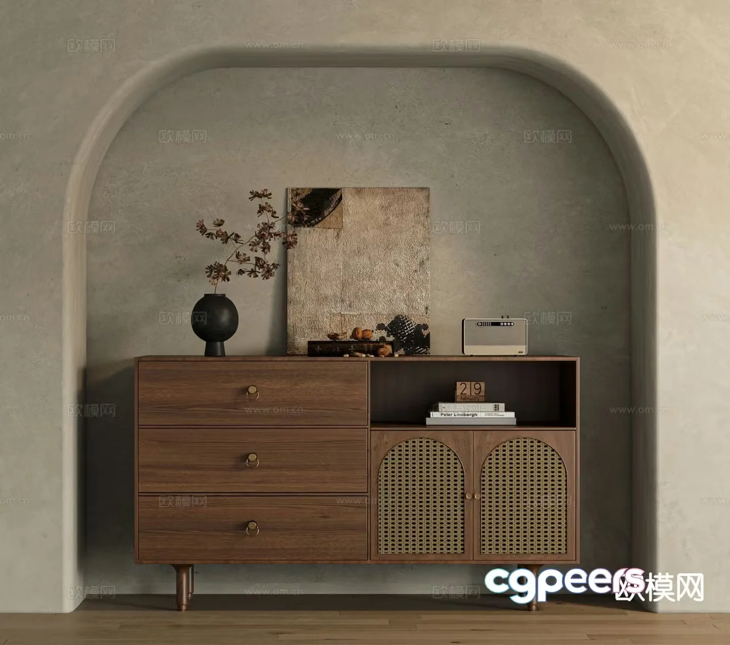 Wabi-sabi side cabinet entrance cabinet 3D model