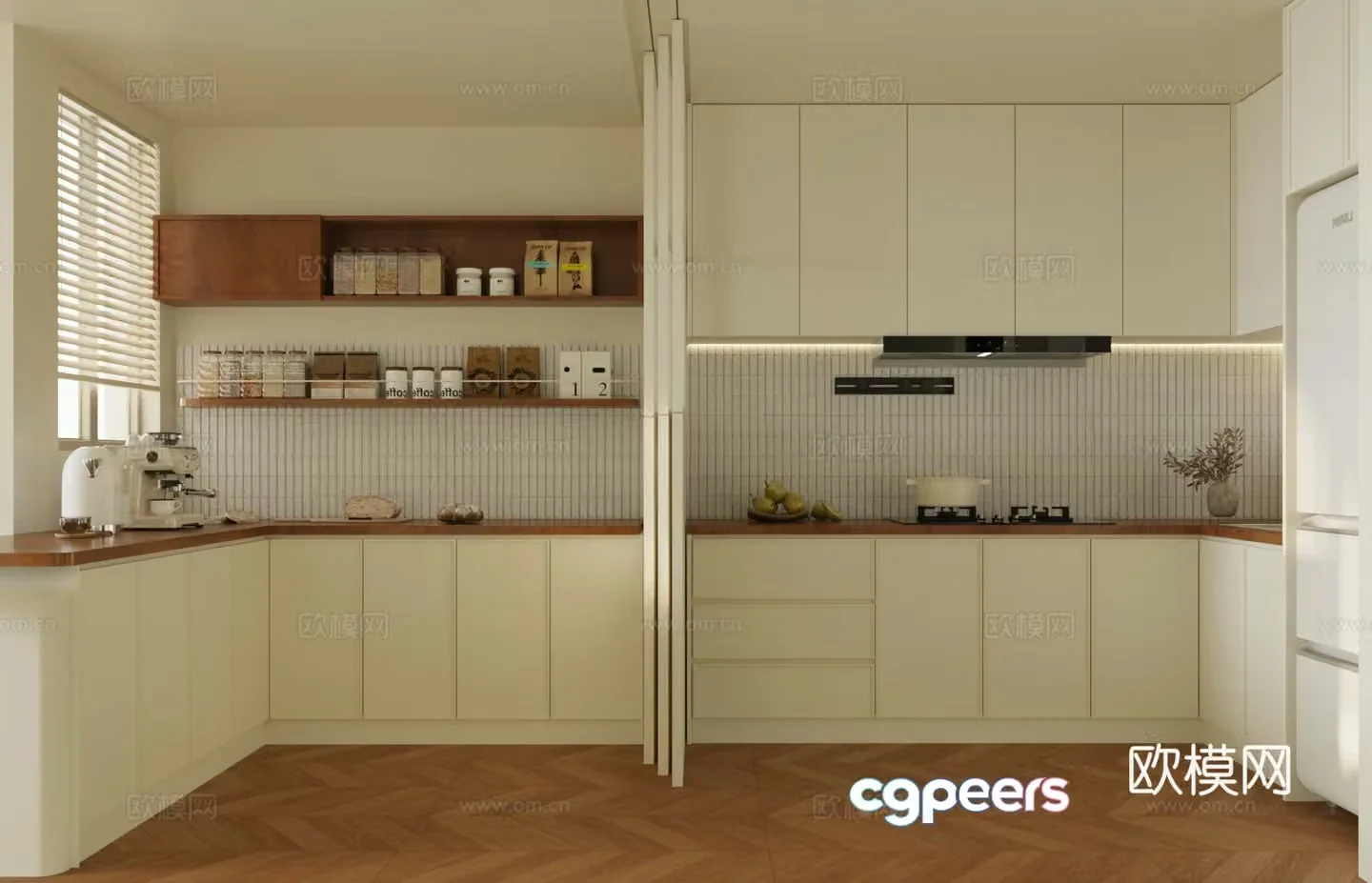 Retro medieval open kitchen Retro cream style kitchen Kitchen supplies combination Medium style kitchen 3d model