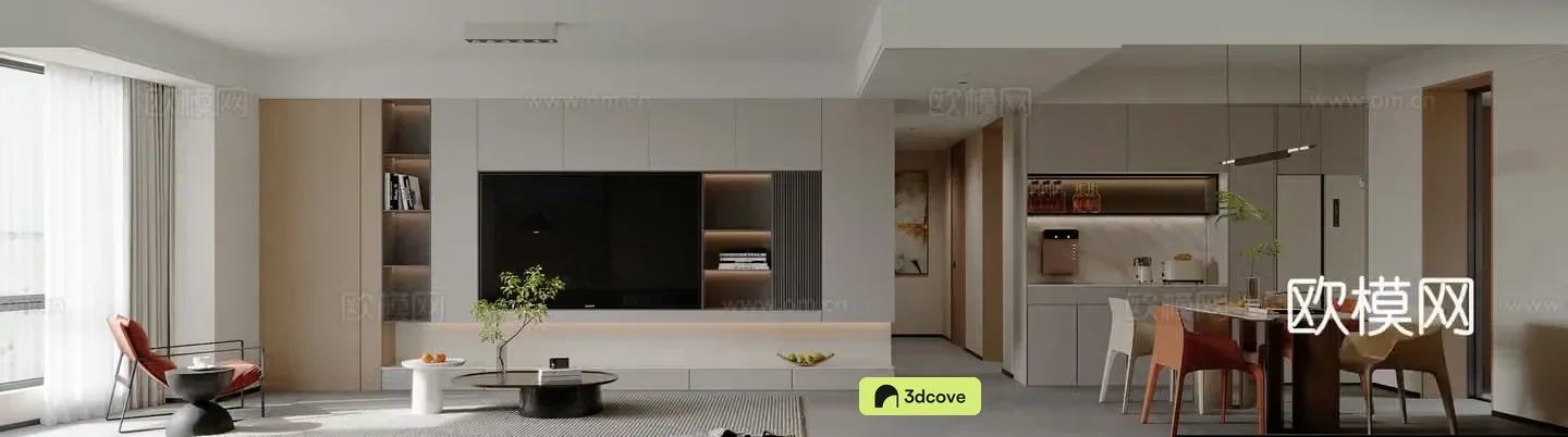 Modern living and dining room