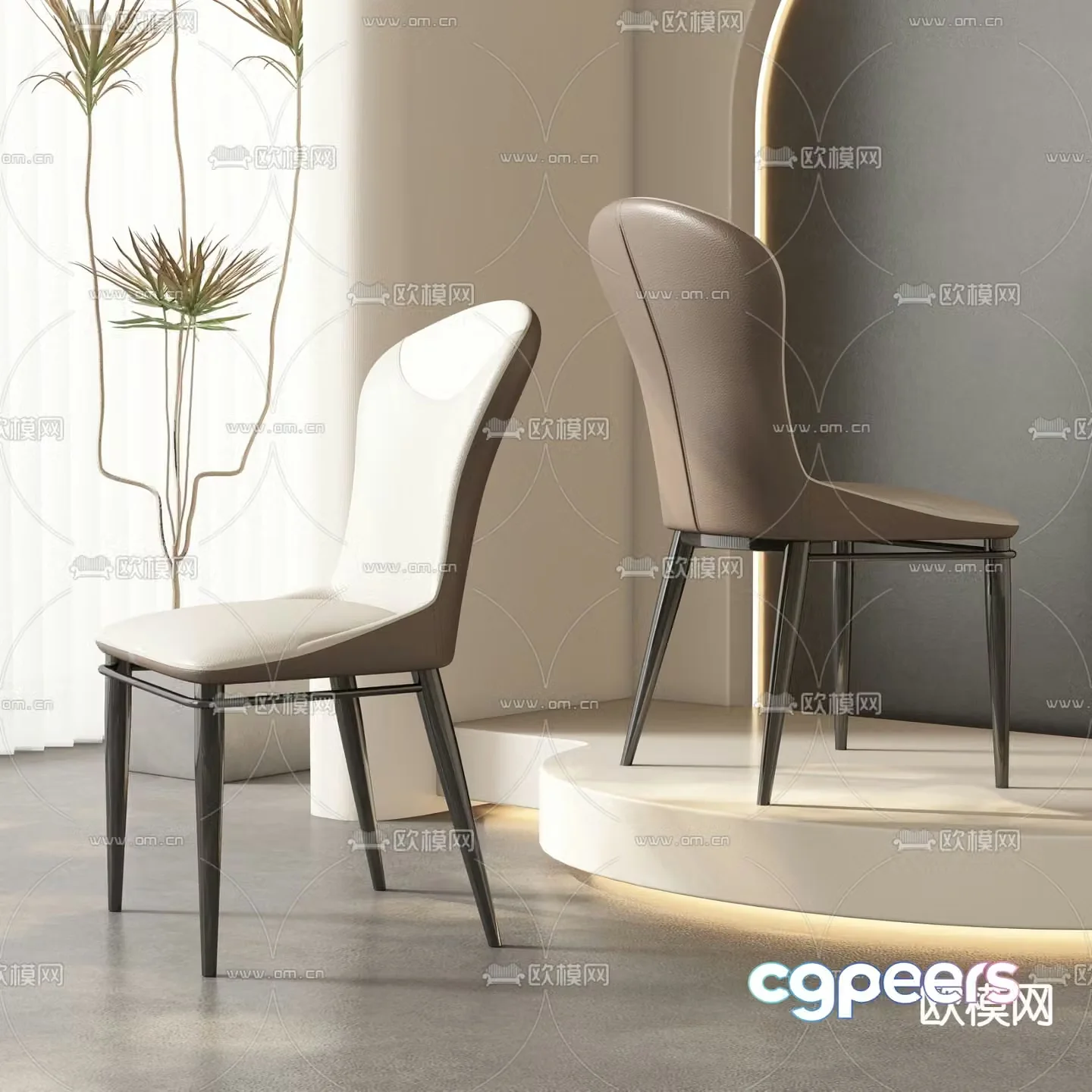 leather chair dining chair 3d model
