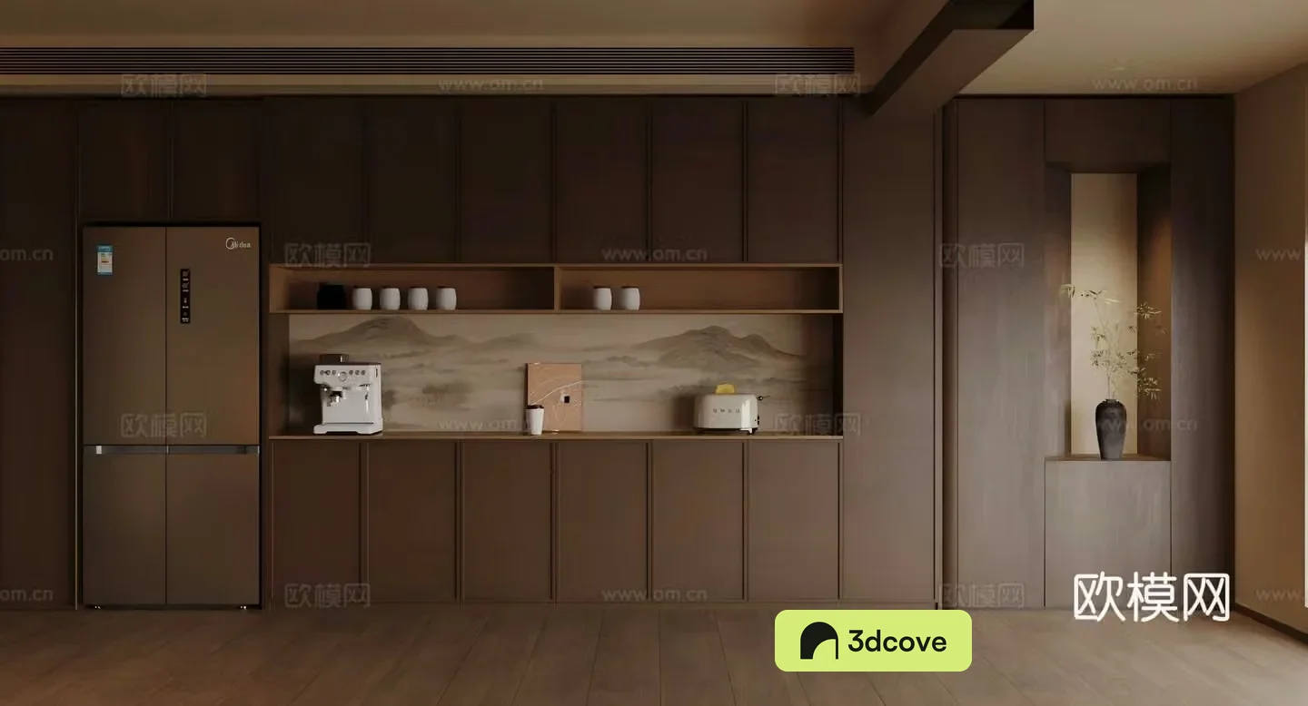 Middle-aged sideboard tea cabinet sideboard refrigerator sideboard sideboard meal preparation sideboard finished sideboard 3D model