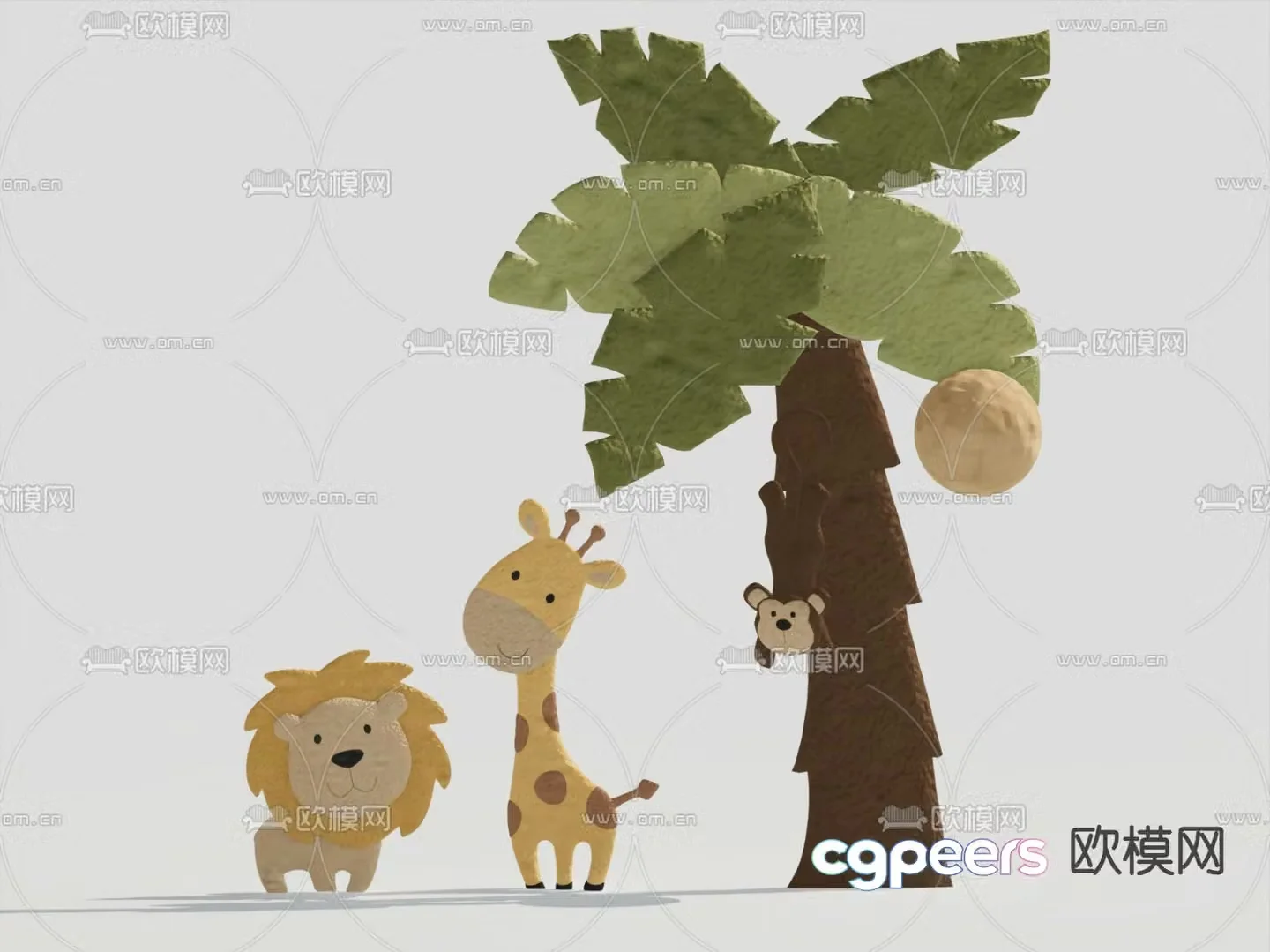 Cartoon toys doll hanging tree monkey 3d model