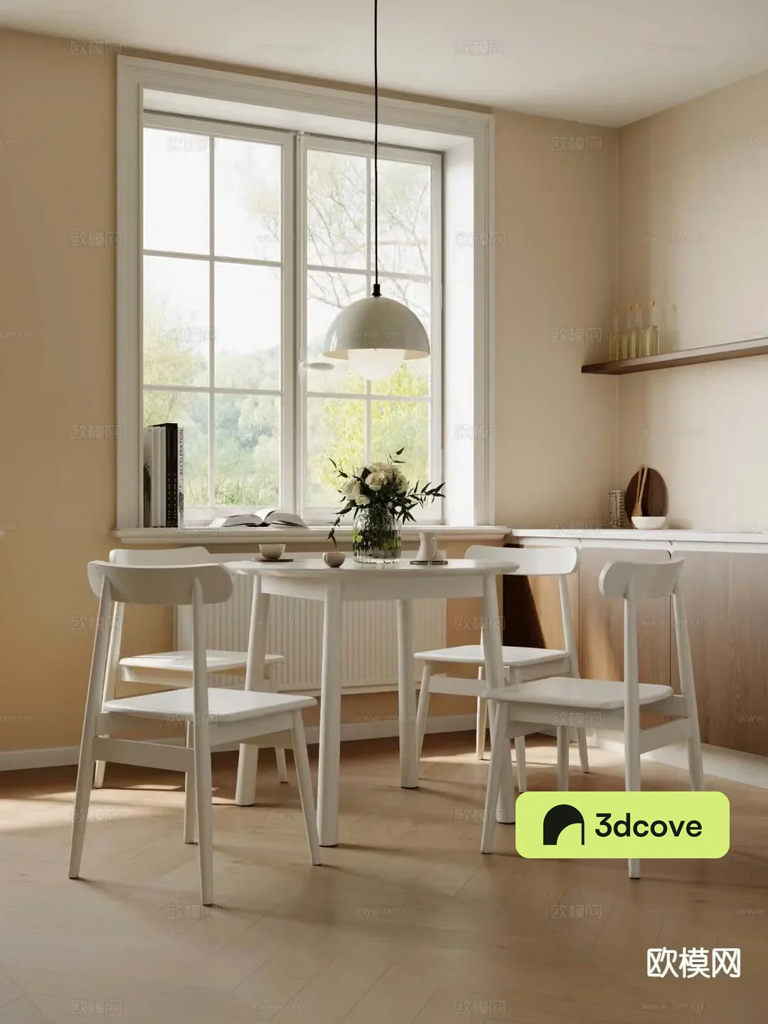 Nordic round dining table and chairs