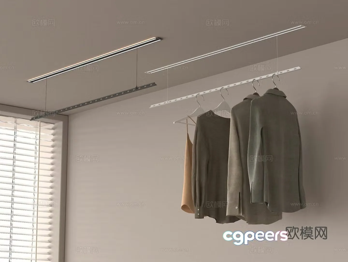 Lifting clothes drying rack Balcony clothes drying rack 3D model