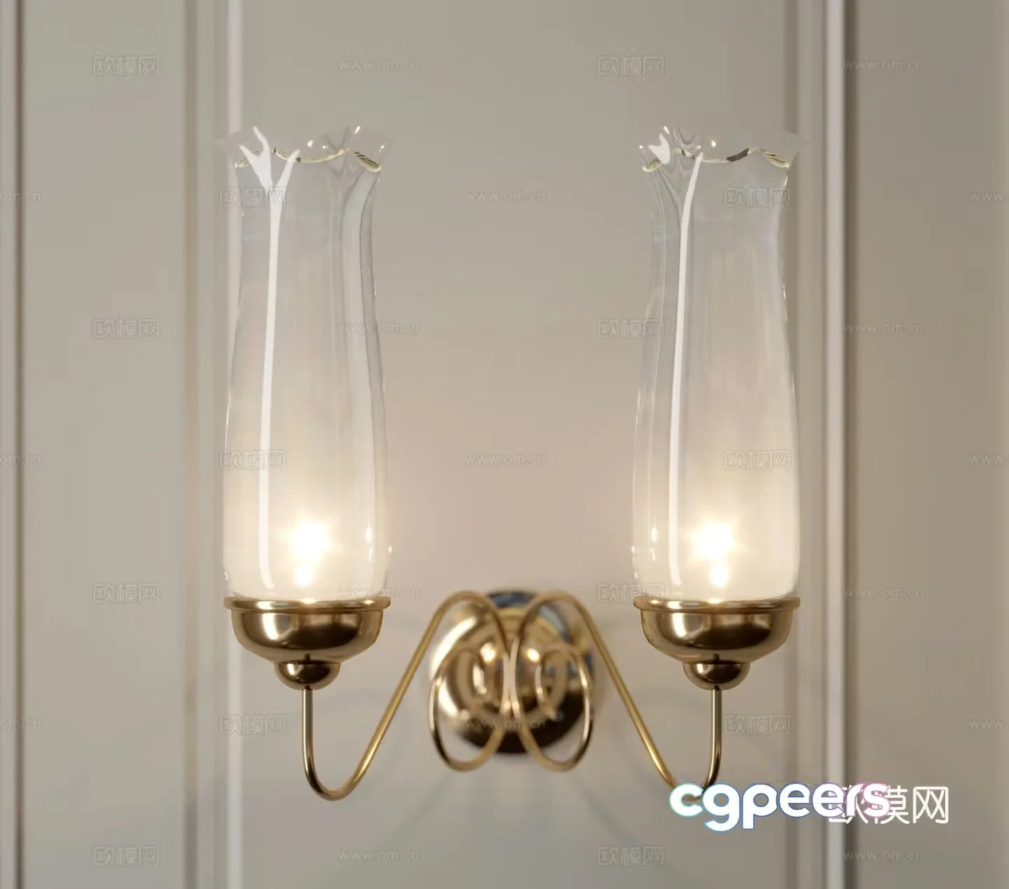 European style wall lamp double head wall lamp 3d model