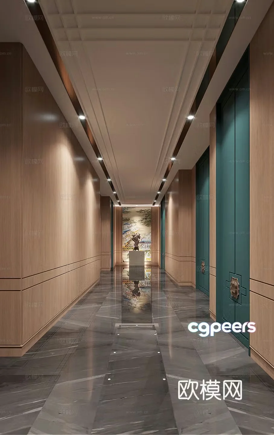 New Chinese style hotel corridor corridor 3d model