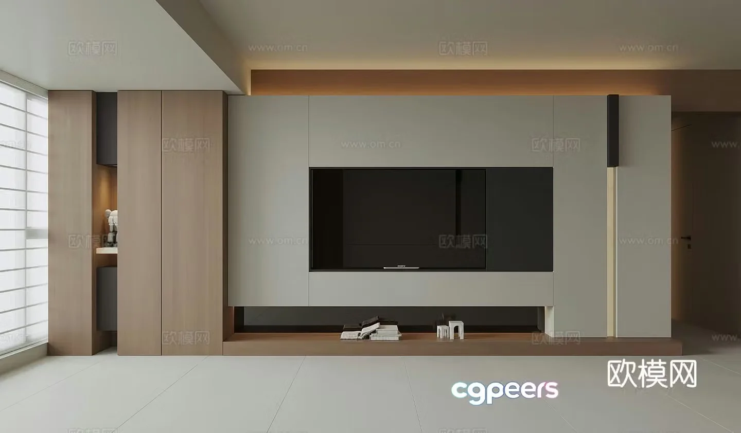Modern TV background wall 3d model