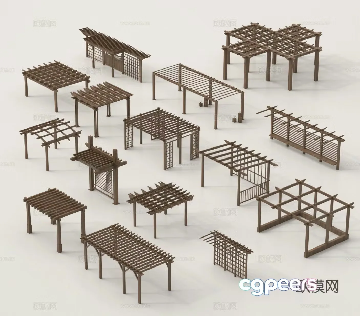 New Chinese style flower rack vine rack grape rack gallery rack landscape rack 3D model
