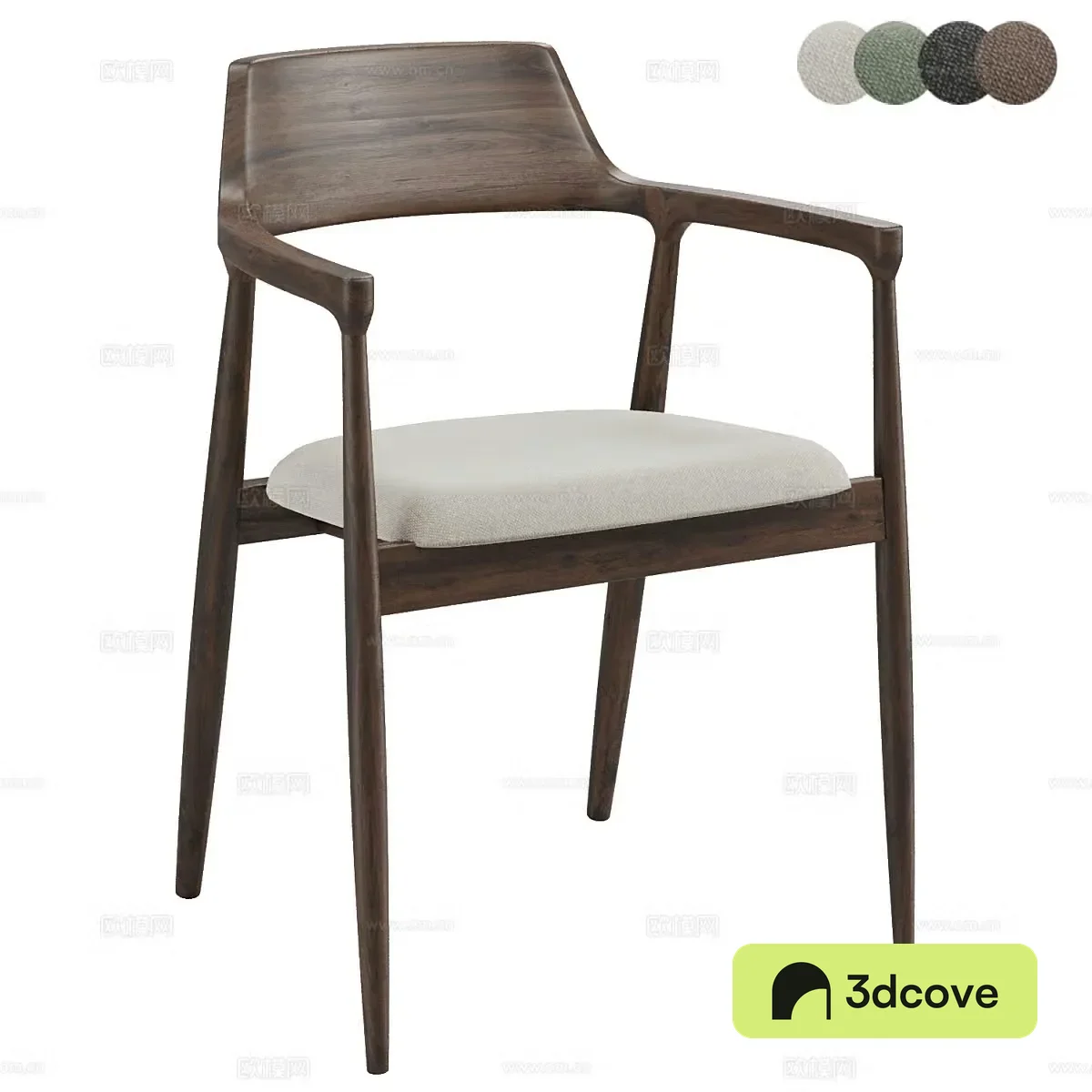 Medium-old dining chair Medium-old single chair B&B single chair Courtyard leisure chair Wooden leisure chair Fabric leisure 3D model