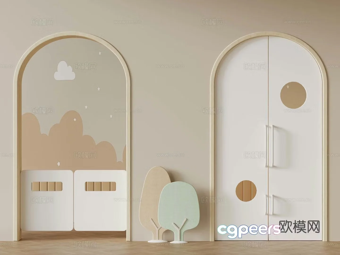 Modern children’s door kindergarten children’s space 3d model