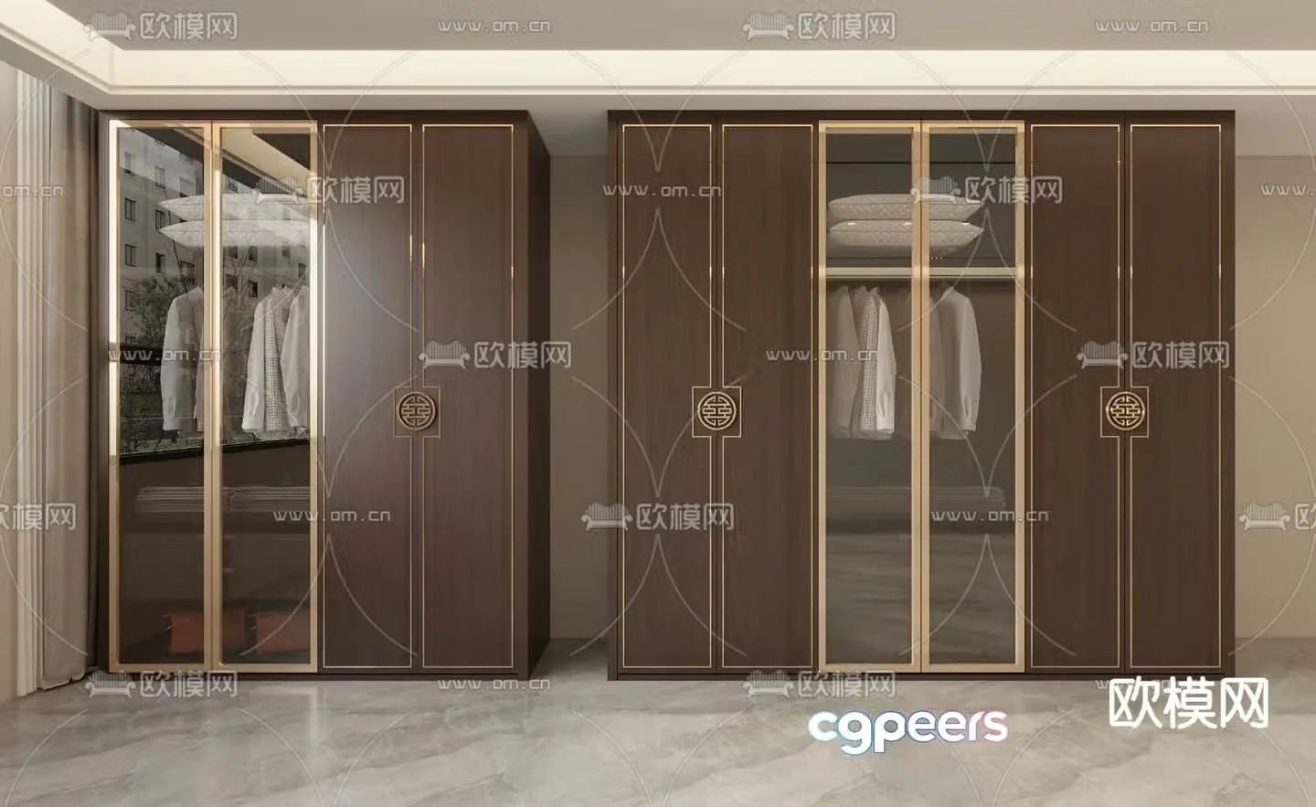 New Chinese style wardrobe wardrobe 3d model