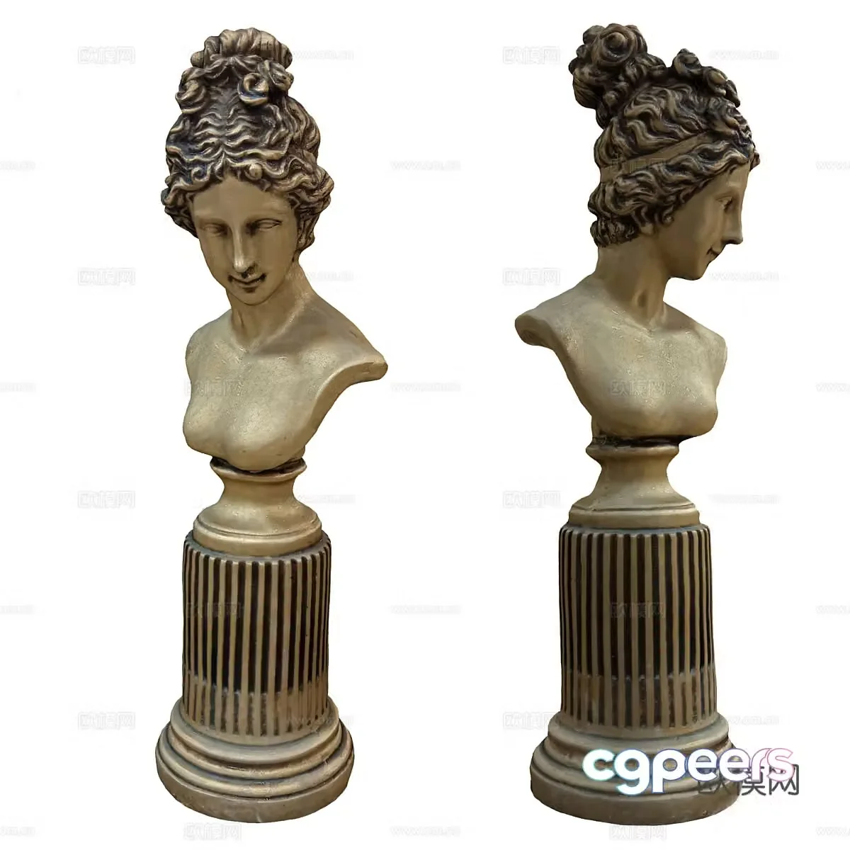 French character sculpture bust 3d model