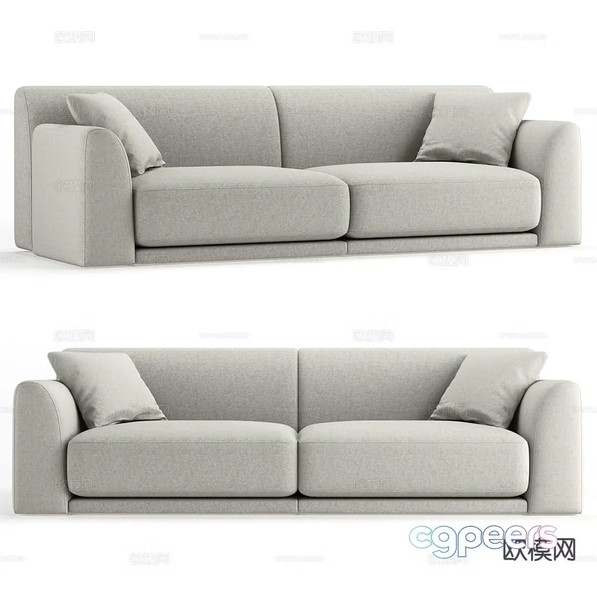 Modern minimalist sofa double sofa 3d model
