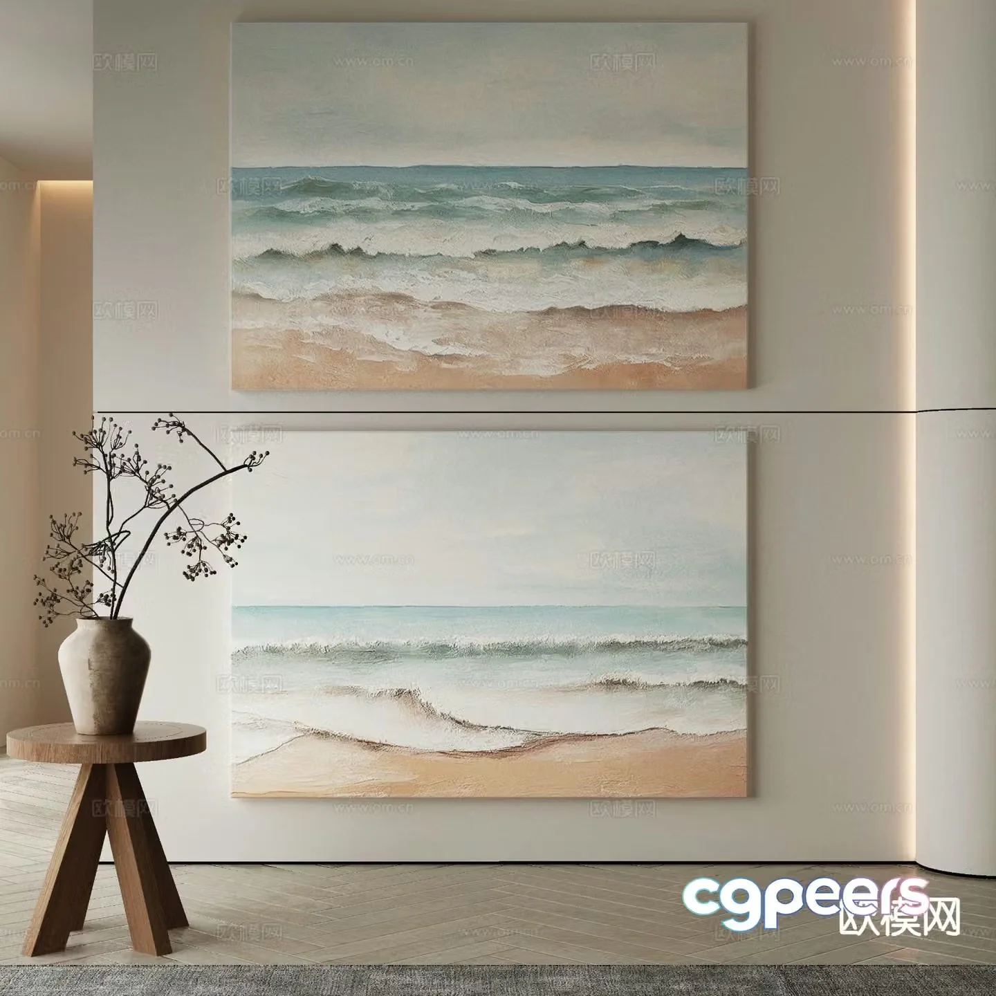 Wabi-sabi art painting texture painting decorative painting 3d model