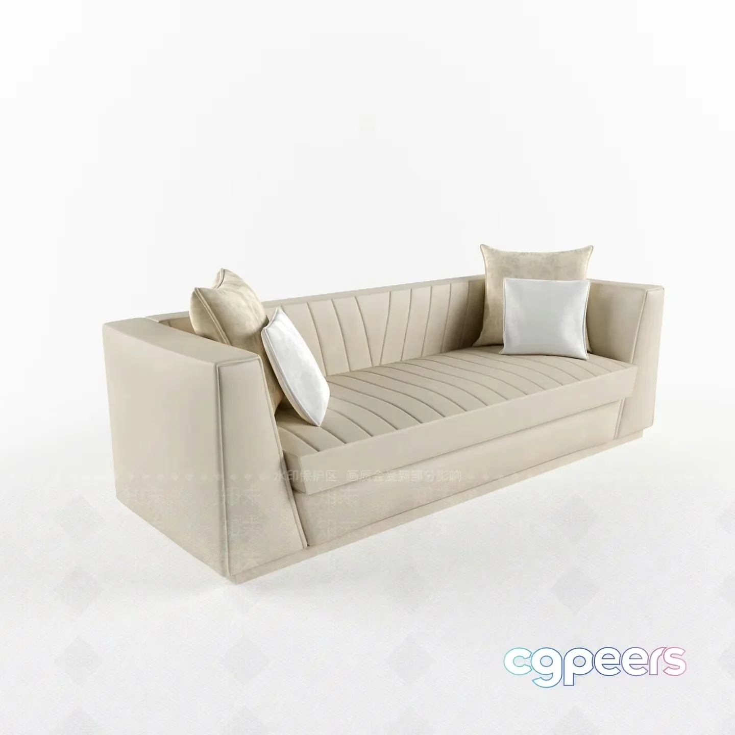 A Cream-Colored Sofa 3D Model – 15482 – VRAY Render