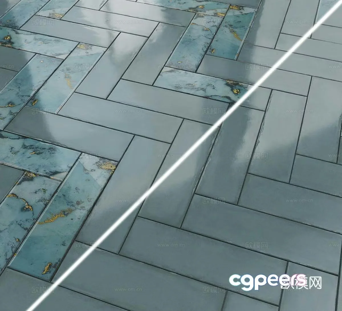 Foreign retro tiles handmade tiles parquet tiles antique tiles bricks and stones blue tiles 3d model