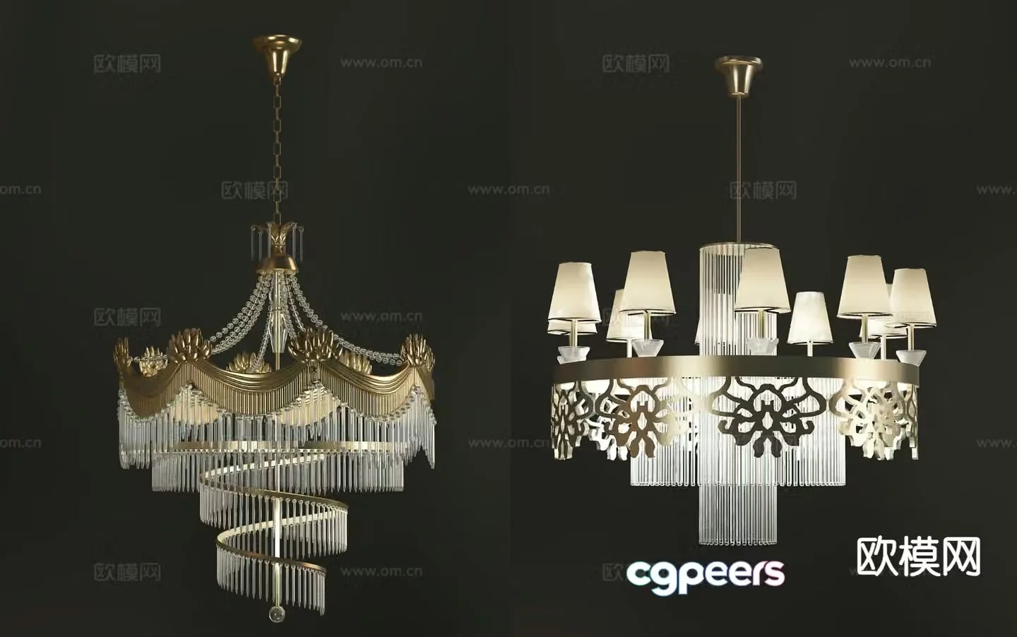 European style chandelier hall chandelier 3d model