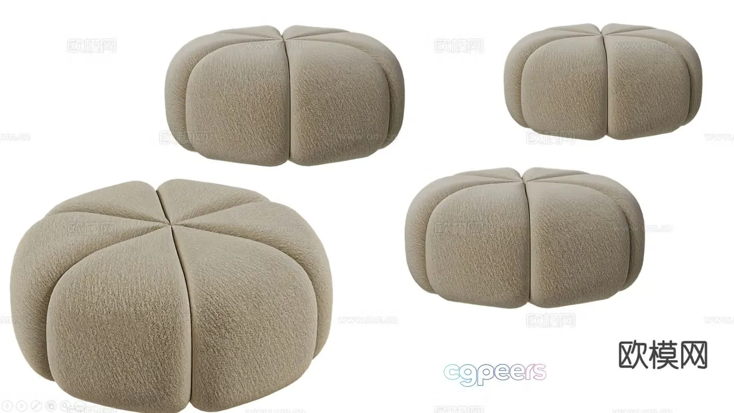 Low stool fabric sofa stool round stool stool 3d model