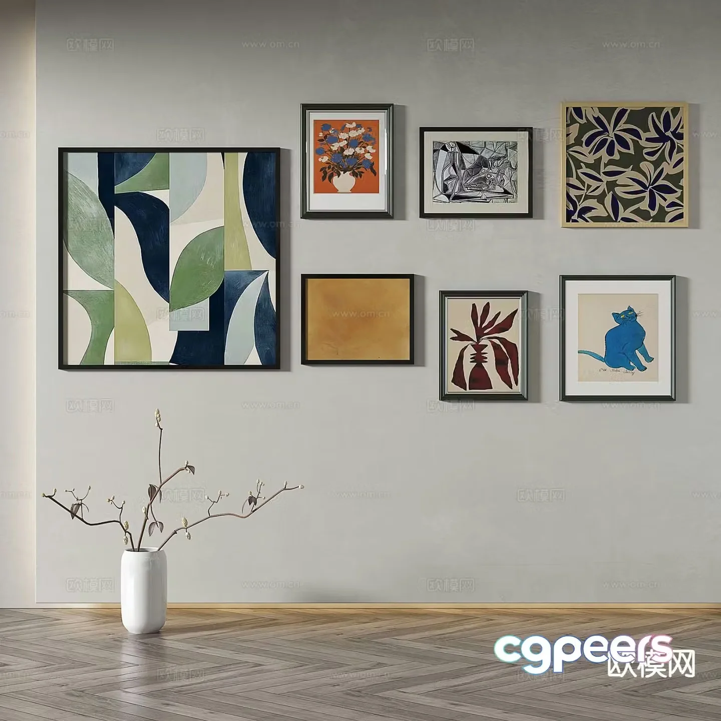 Modern abstract painting art painting decorative painting 3d model