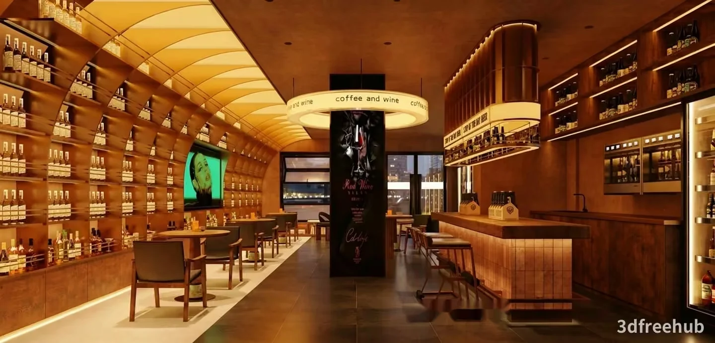 Modern Wine Bar 3D Model – 20529 – VRAY Render