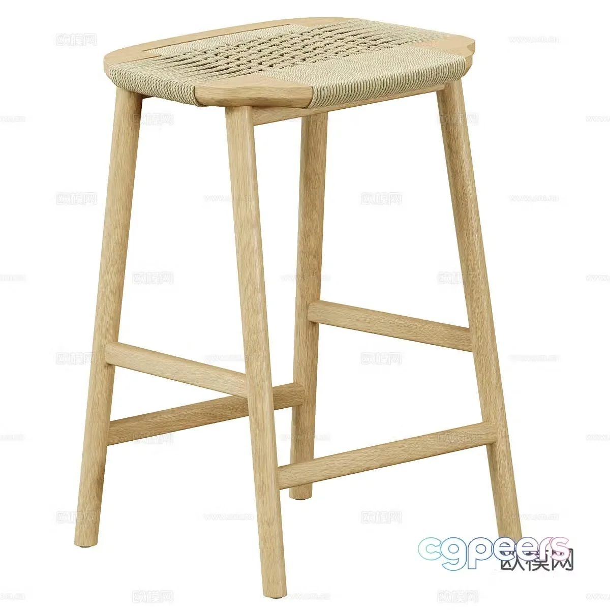 Rattan bar stool bamboo bar stool Wasabi wind bar stool B&B bar stool Outdoor leisure stool Garden rest 3D model