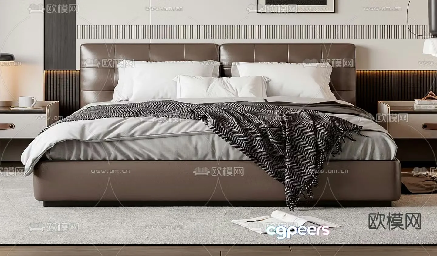 Italian double bed 3d model