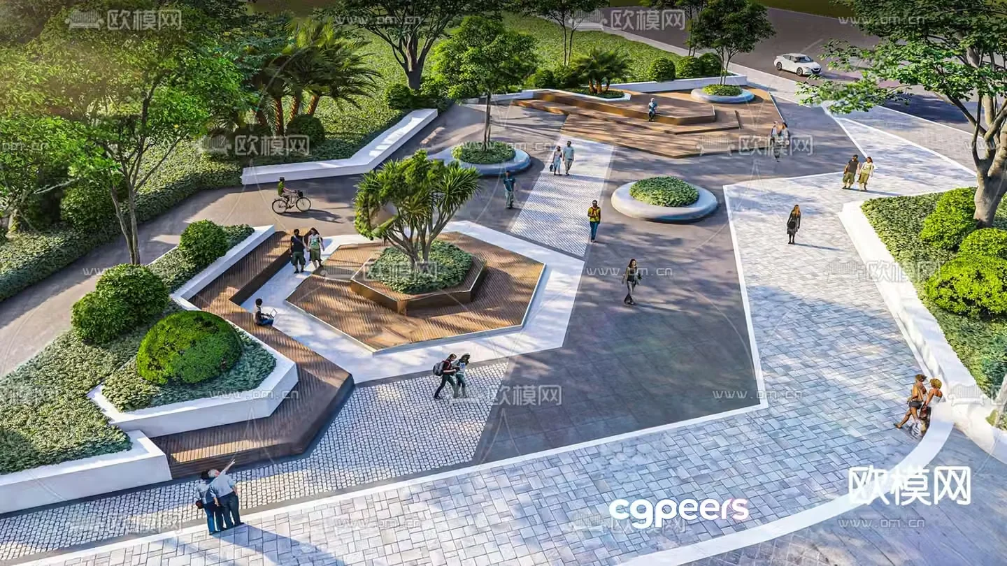 Pocket park green space landscape 3d model