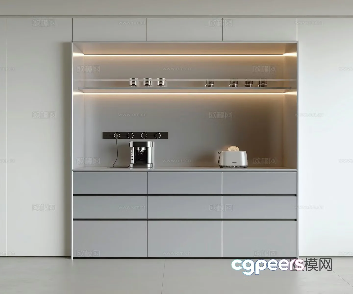 Modern minimalist sideboard 3D model