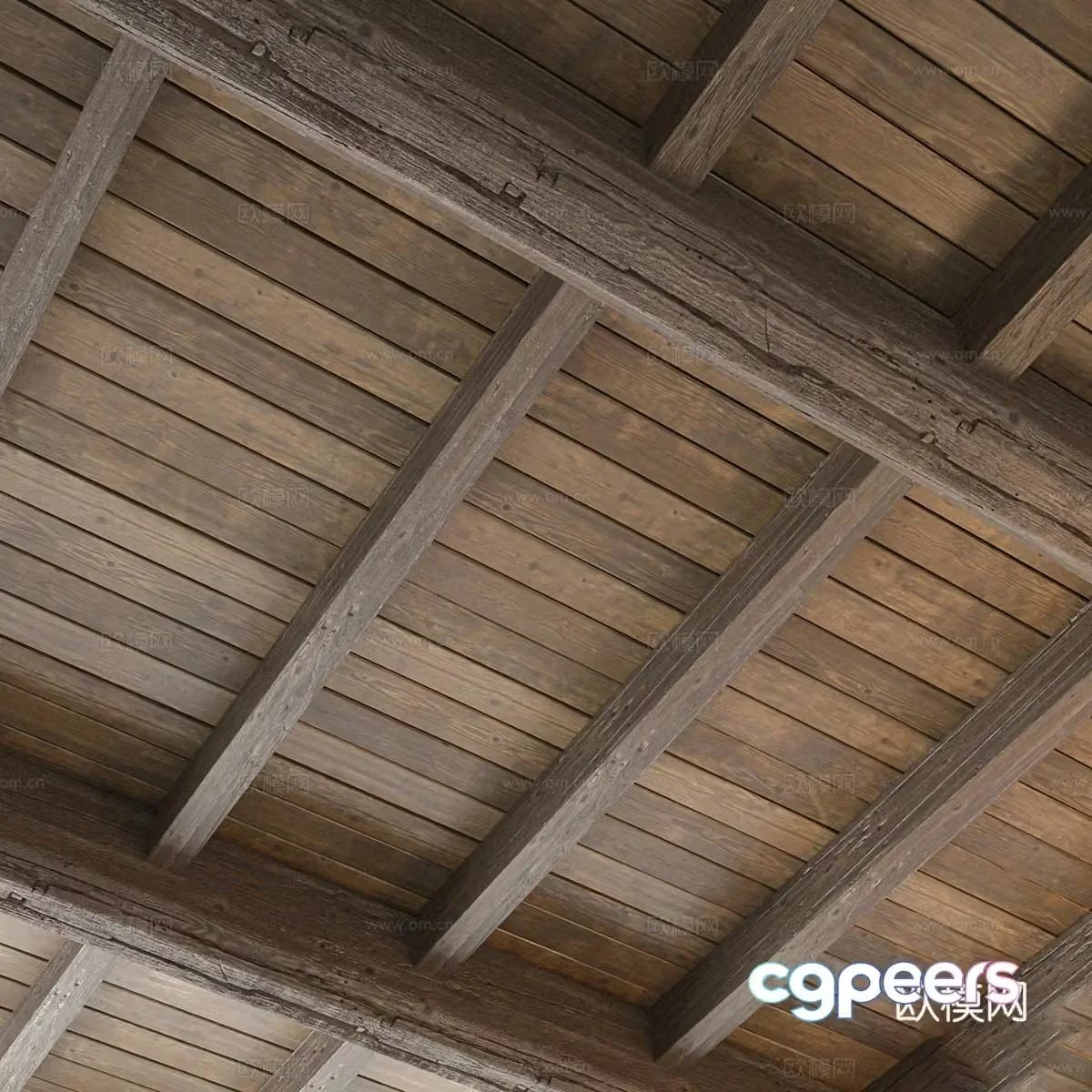 New Chinese style Wasabi ceiling old beam 3D model