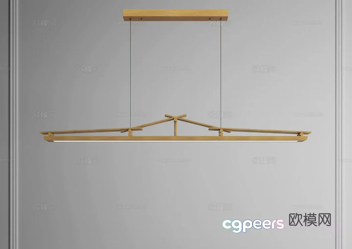 Zen chandelier Log chandelier One-line chandelier Long strip chandelier Song chandelier Restaurant chandelier 3D model
